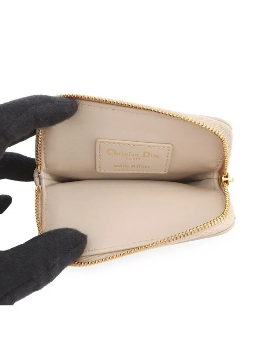 Dior Coin Case Cannage Caro Lavender Wallet Calf Leather